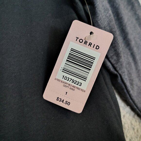 Torrid T-Shirt Womens 1 Black Gray Wild And Free Graphic Print Raglan Sleeve NWT - Picture 5 of 10